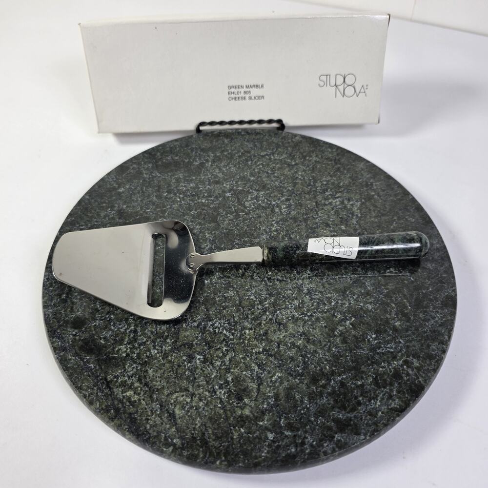 Studio Nova Green Marble Cheese Board Charcuterie Serving Tray & Cheese Slicer